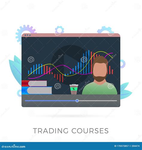 Online Trading Courses Flat Vector Icon Concept. Cryptocurrency, Forex