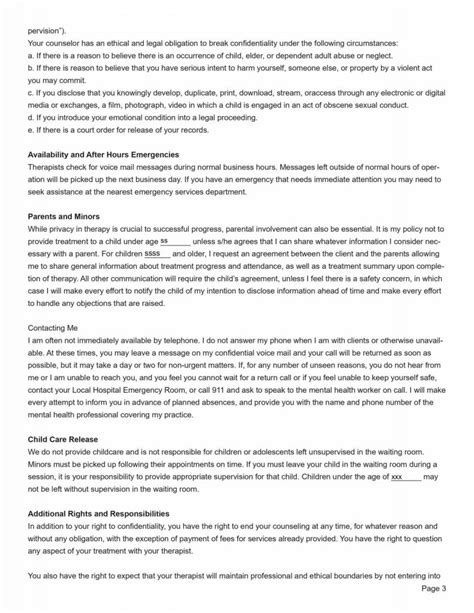 Counseling Informed Consent Form Editable Fillable Printable Pdf