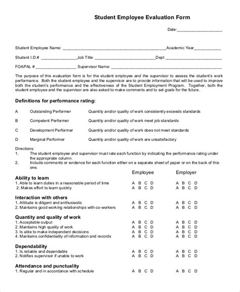 Free 9 Sample Employee Evaluation Forms In Pdf Ms Word Hot Sex Picture