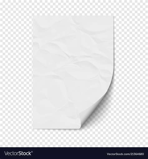 White Page Curl On Empty Sheet Crumpled Paper Vector Image