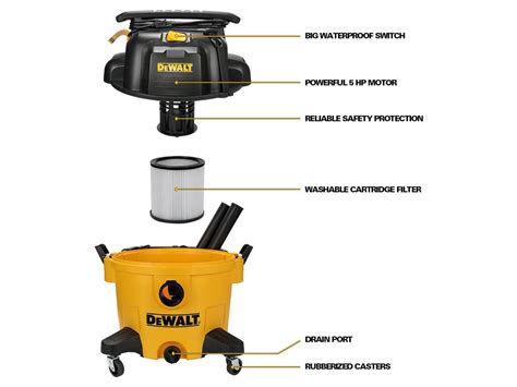 Dewalt Wet Dry Vacuum 9 Gallon Heavy Duty Shop Vacuum 5 Peak Hp 4 In