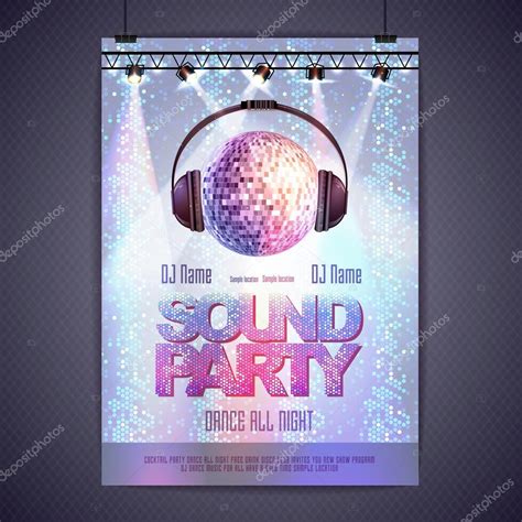 Disco Background Disco Poster Sound Party Stock Vector Image By