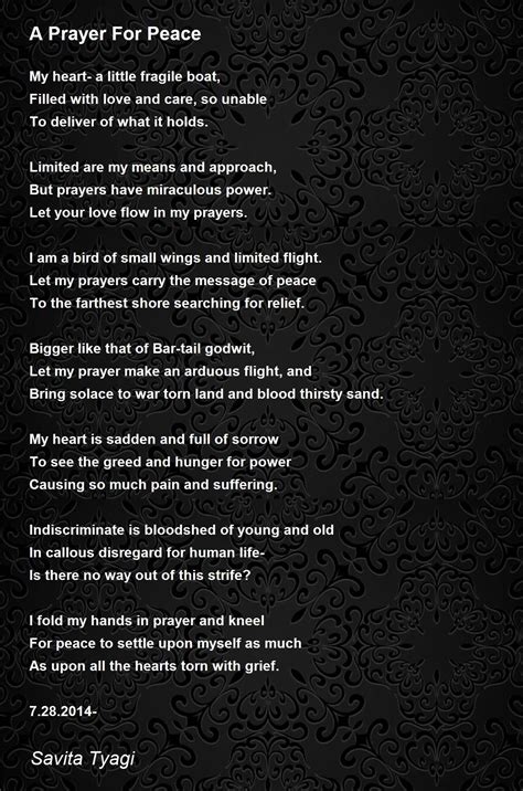 A Prayer For Peace - A Prayer For Peace Poem by Savita Tyagi