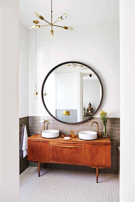 Double Sink Vanity With Round Mirrors - Macan Png