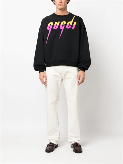 Gucci Blade Logo Print Cotton Sweatshirt Farfetch