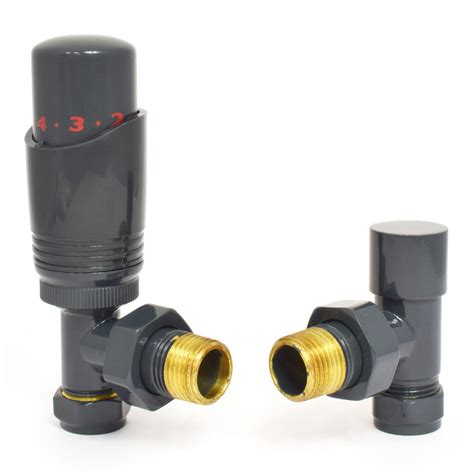 Duran Modern Trv Angled Anthracite Thermostatic Radiator Valves Uk