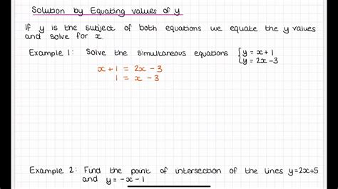 2 Simultaneous Equations By Equating Y Youtube