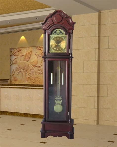 Antique Solid Wood Floor Clock Quartz Milord Clock High Glass Wooden