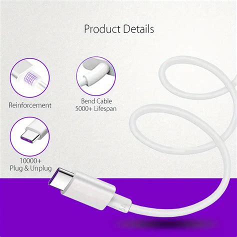 Usb A To Usb C 025m 5a Fast Charging And Data Cable White