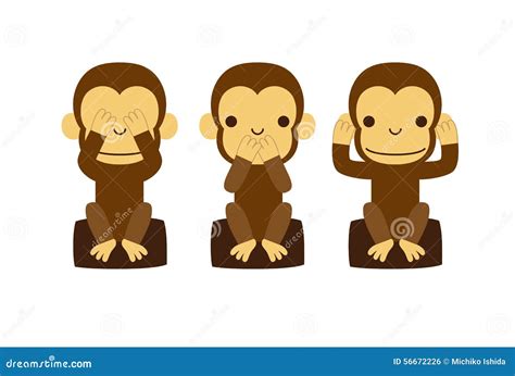 Monkey See No Evil Hear No Evil Speak No Evil Stock Vector