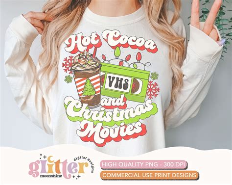 Hot Cocoa Christmas Movies Pink Red PNG Print File For Sublimation Or Print Christmas