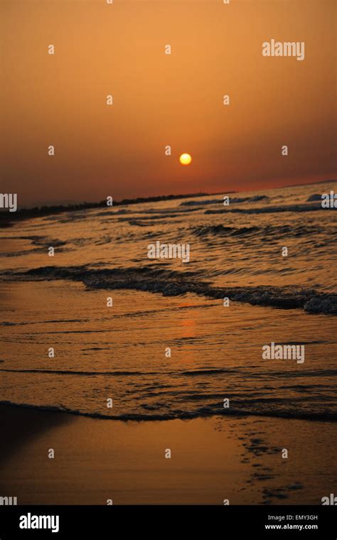 golden sunset view   beach stock photo alamy