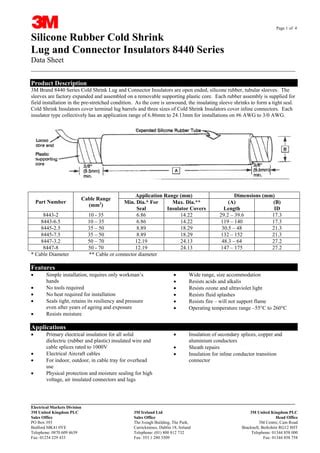 M Silicone Cold Shrink Tubes Technical Data Sheet Pdf