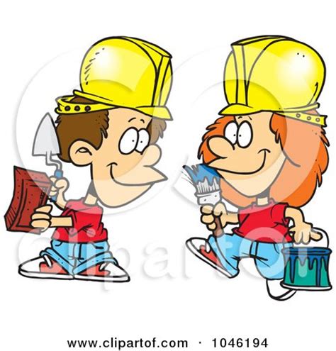 Royalty-Free (RF) Clip Art Illustration of Cartoon Construction Kids by toonaday #1046194