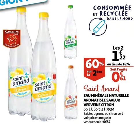 Promo Saint amand eau minérale naturelle aromatisée saveur verveine