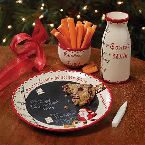 Santas Writable Message Cookies And Milk Plate Set