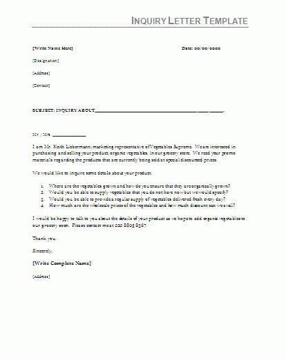 Inquiry Letter Templates 17 Free Word Excel And Pdf Formats Samples