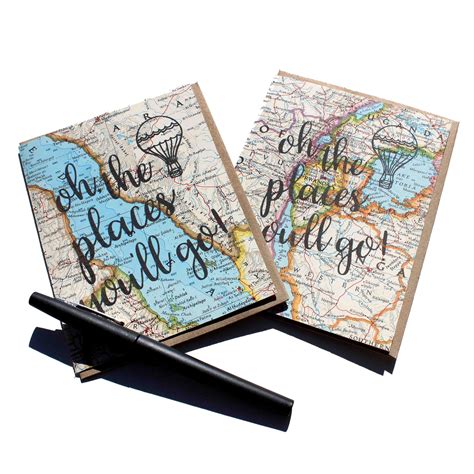 Oh, The Places You'll Go Vintage Map Greeting Card – An Adventure
