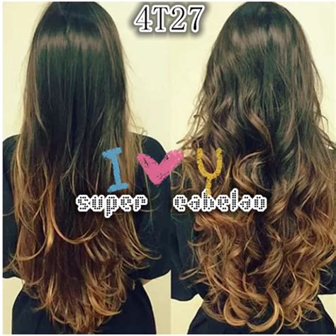 Aplique Tic Tac Cabelo Cor T Morena Iluminada Ondulado Ombre Hair