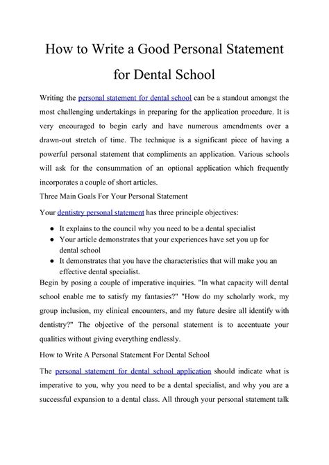 How To Write A Dental School Personal