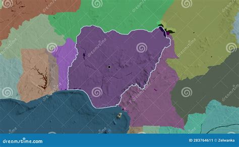 Nigeria Border Shape Overlay Outlined Administrative Stock