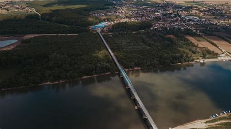 Premium Photo | Aerial view of the river shoreline in the brcko ...