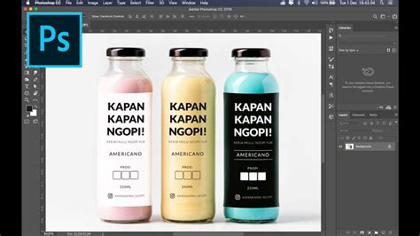 Tutorial Nempel Design Ke Botol Mock Up Di Photoshop Youtube