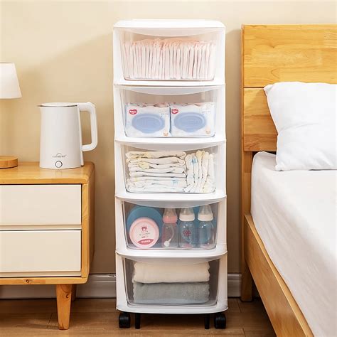 Movable Layers Dustproof With Cover Storage Drawers Plastic