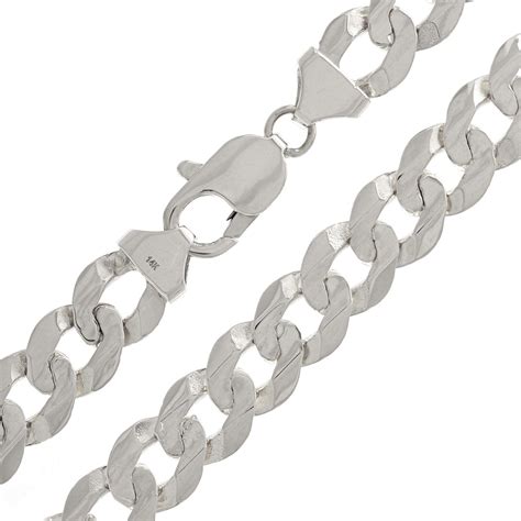 14k White Gold Solid Curb Cuban Link Chain Necklace 24 9mm 58 61 Grams