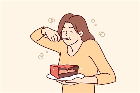 Girl Eating Cake Vector Art Icons And Graphics For Free Download