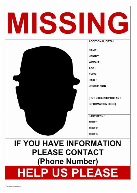 Missing Person Flyer Template Luxury Missing Person Poster Template