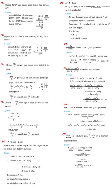 TRİGONOMETRİ 1 SORU ÇÖZÜM Matematik Kitap Çözümleri Matematik Kalesi