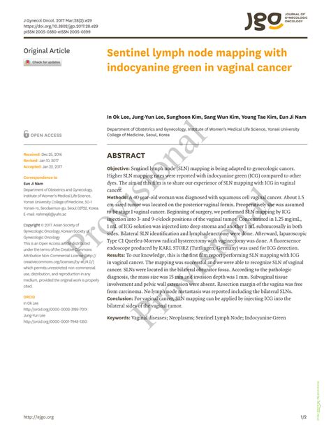 Pdf Sentinel Lymph Node Mapping With Indocyanine Green In Vaginal Cancer