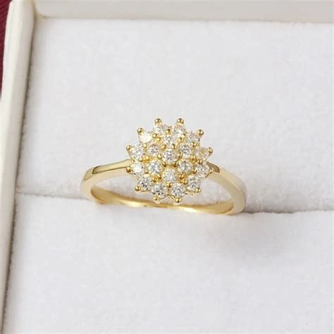 Bague En Or Jaune 14 Carats Pour Femme Bague En Diamant 1 5 Carats Fian