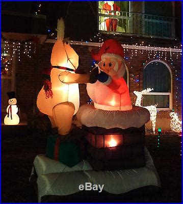 Reindeer Helping Santa Animated Airblown Inflatable Feet Tall