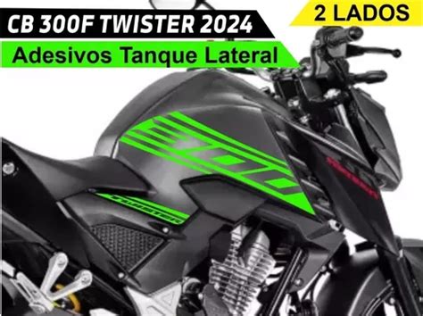 Adesivos Cb 300f Twister 2024 Tanque Lateral Verde Neon Mod1