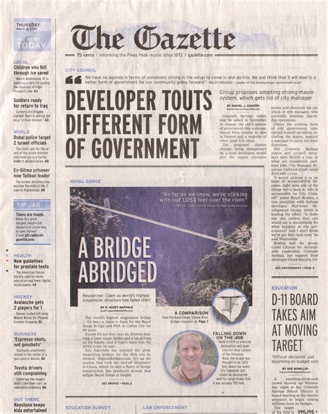 Colorado Springs Gazette Newspaper - HighestBridges.com