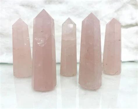 Natural Pink Rose Quartz Obelisk Tower Points Crystal Tower Rose Quartz