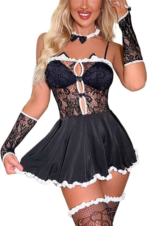 Amazon Newbull Fishnet Mini Dress For Women Sexy Lingerie Off Shoulder Lace Bodycon Sheer