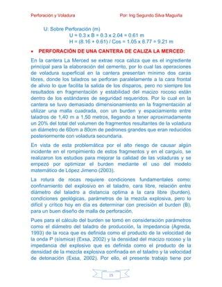 Par Metros De Perforaci N Y Voladura Pdf