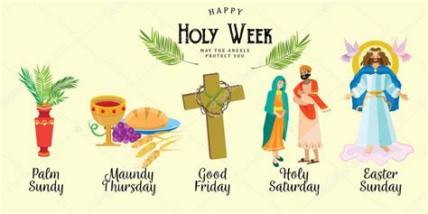 Set For Christianity Holy Week Before Easter Lent And Palm Or Passion