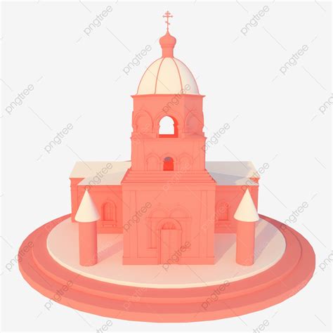 Three Dimensional Simple C4d Three Dimensional Decoration Pink Castle