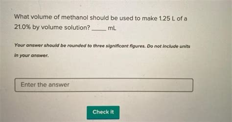 Solved What Volume Of Methanol Should Be Used To Make L Chegg