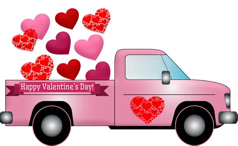 Valentine Truck Hearts Drawing Free Image Download