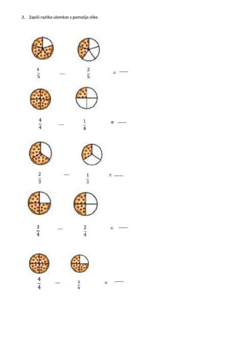 SeŠtevanje In OdŠtevanje Ulomkov S Sliko Online Exercise For Live