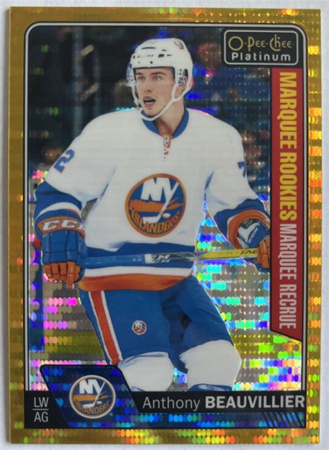 2016 17 Anthony Beauvillier O Pee Chee Platinum Seismic Gold Marquee