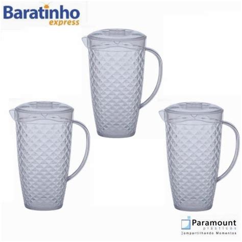 Kit 3 Jarra Acrílico Cristal Àgua Suco 3l Luxxor Paramount no Shoptime