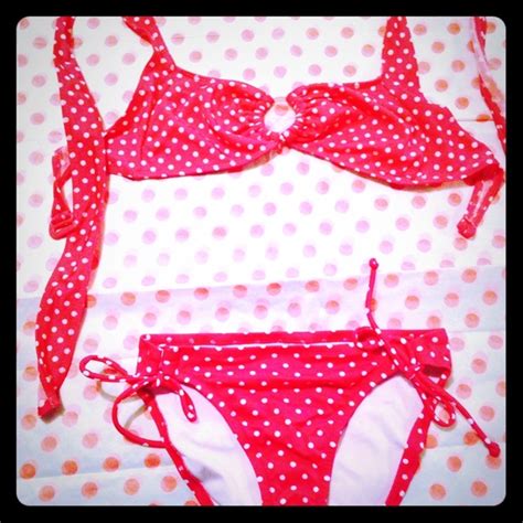 Victoria S Secret Swim Victorias Secret Skinny Dip Pink Polka Dot Bikini Poshmark