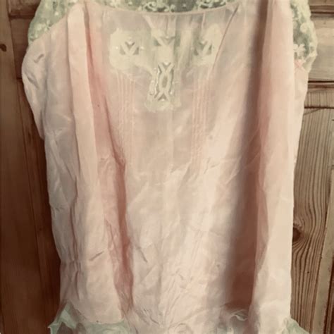Vintage Antique Pink Silk Teddy Lingerie Trimmed With Gem