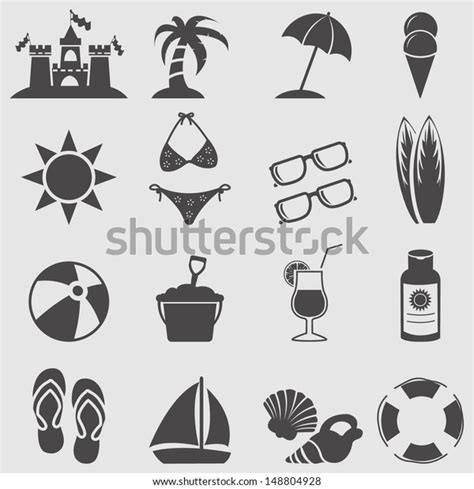 Beach Icon Setvector Stock Vector Royalty Free 148804928 Shutterstock